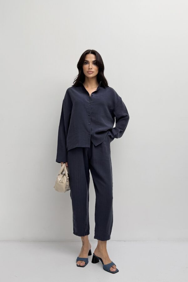 Linen Co-ord Set – Navy Blue - Image 3